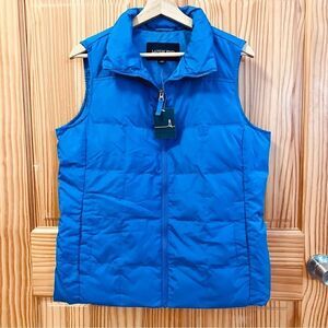 NWT Lands End Intense Blue down sleeveless vest zip with pockets size medium M